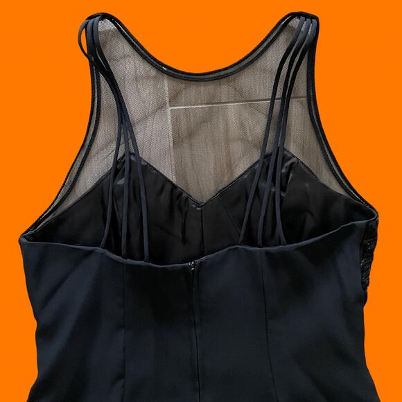 90's vintage black mesh high neck glittery formal mini dress Size 7 - Picture 4 of 6